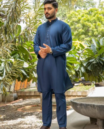 Navy Blue Kameez Shalwar Embroidered